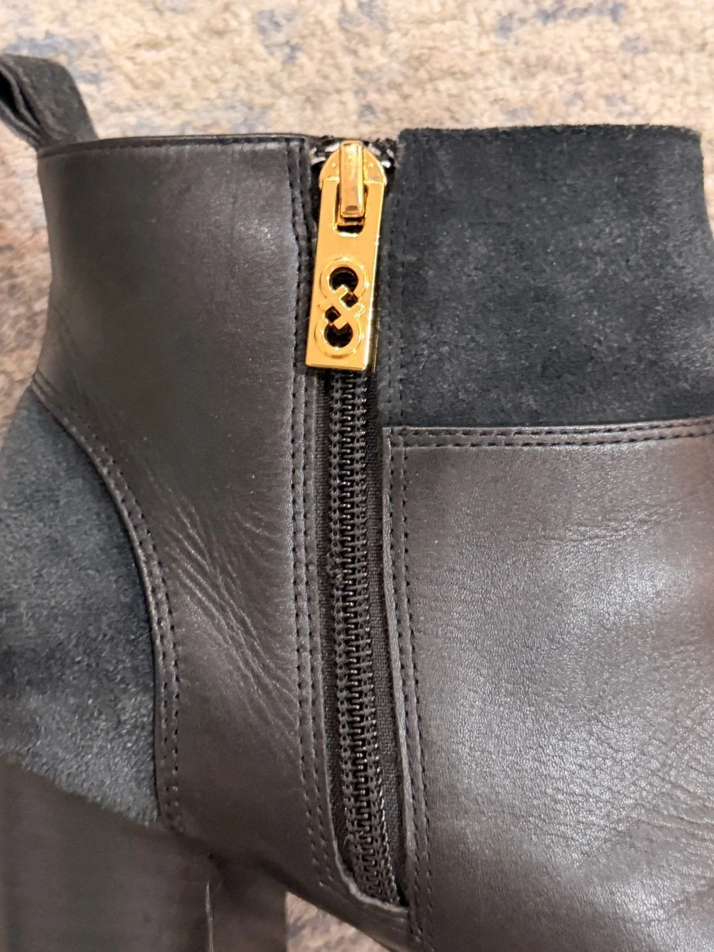 Cole Haan Women's Black Leather Block Heel Ankle Boots
